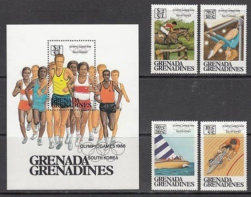 Grenada-Grenadines - Mail Yvert 695/8+H.118 ** MNH Seoul Olympics