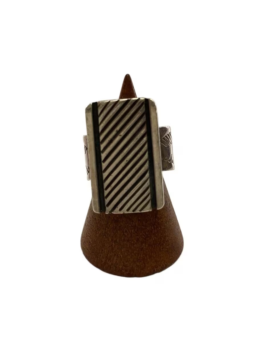 Navajo Stamp Ring Engraved T Distorted Ring Size 9 Slv Mens M1q67