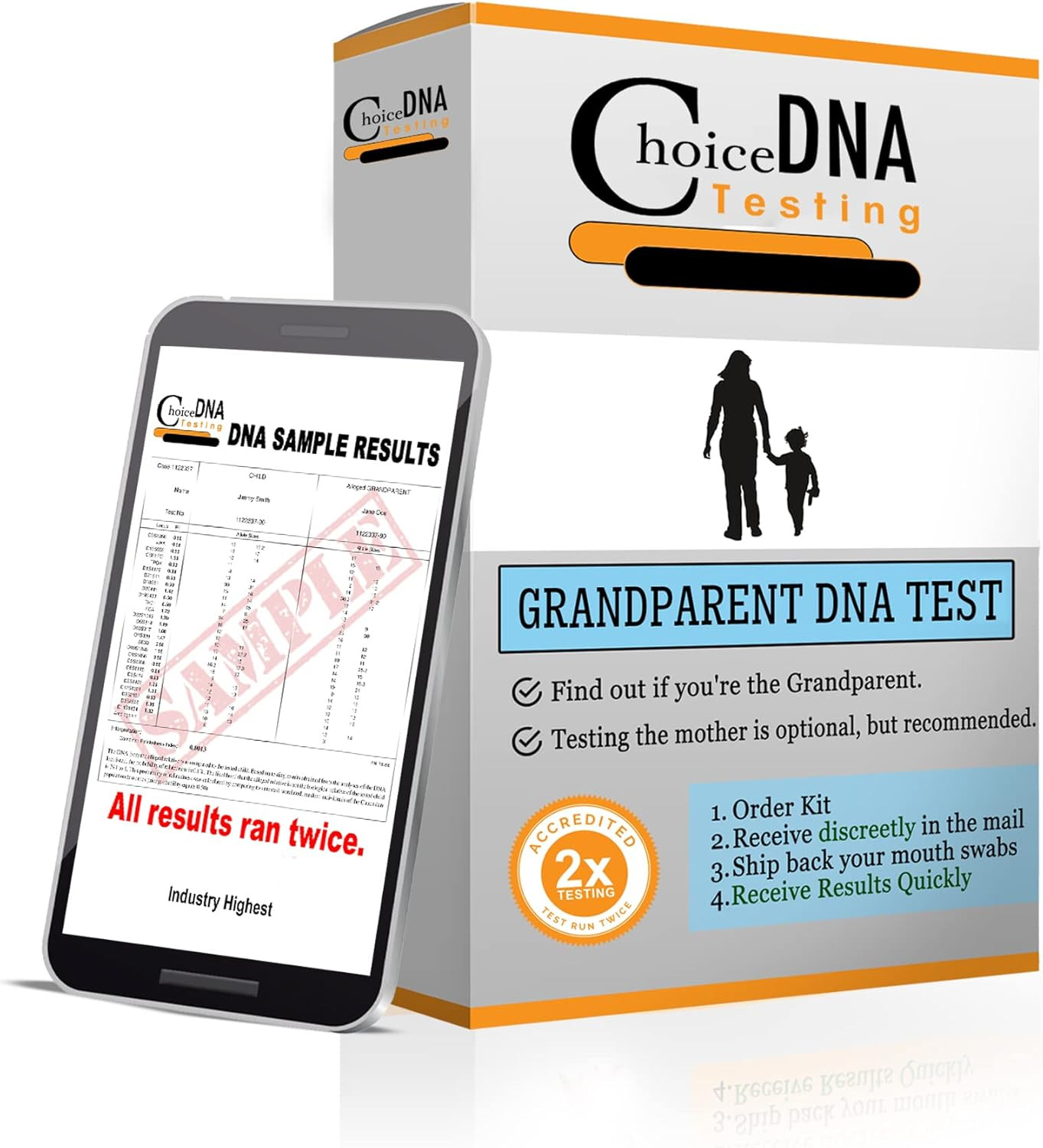 Grandparent DNA Home Test Kit - Includes One Grandparent & One Child. (At Home -