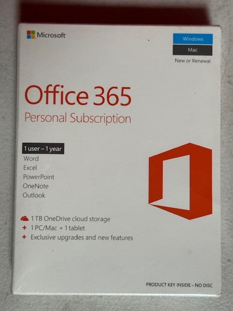 Microsoft Office 365 Personal Subscription - 1 Year/1 User Product Key PC MAC