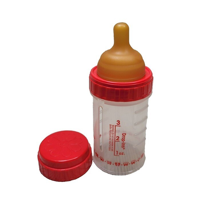 Playtex Round Top Slow Flow Nipple Nurser Drop In Baby Bottle 4 oz Red Vtg