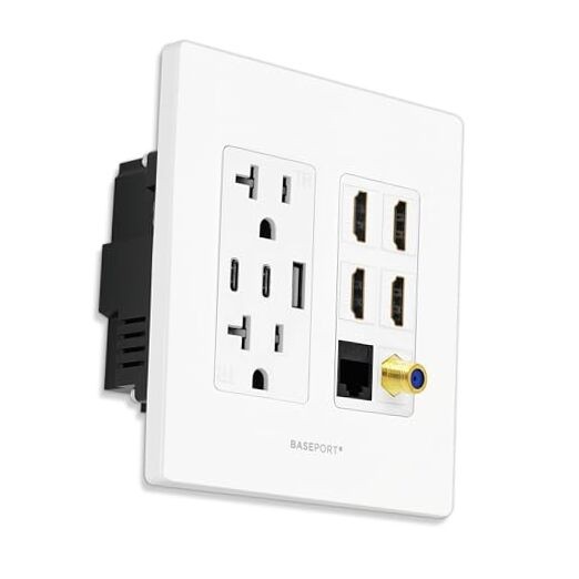 Premium Media Outlet Wall Plate - 36W USB Outlet White | Media Outlet | 2-Gang