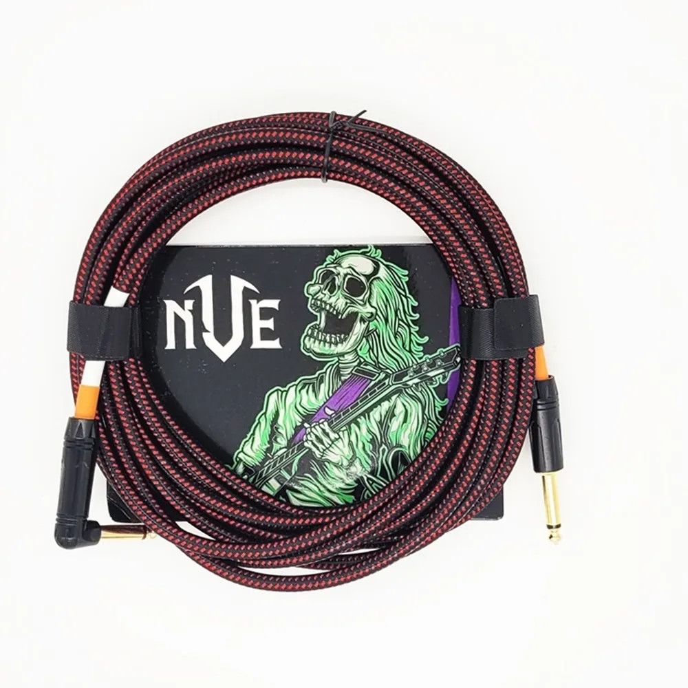 NVE Guitars Instrument Cable gold plated Plugs 20ft - 6m Straight to Angle - Red