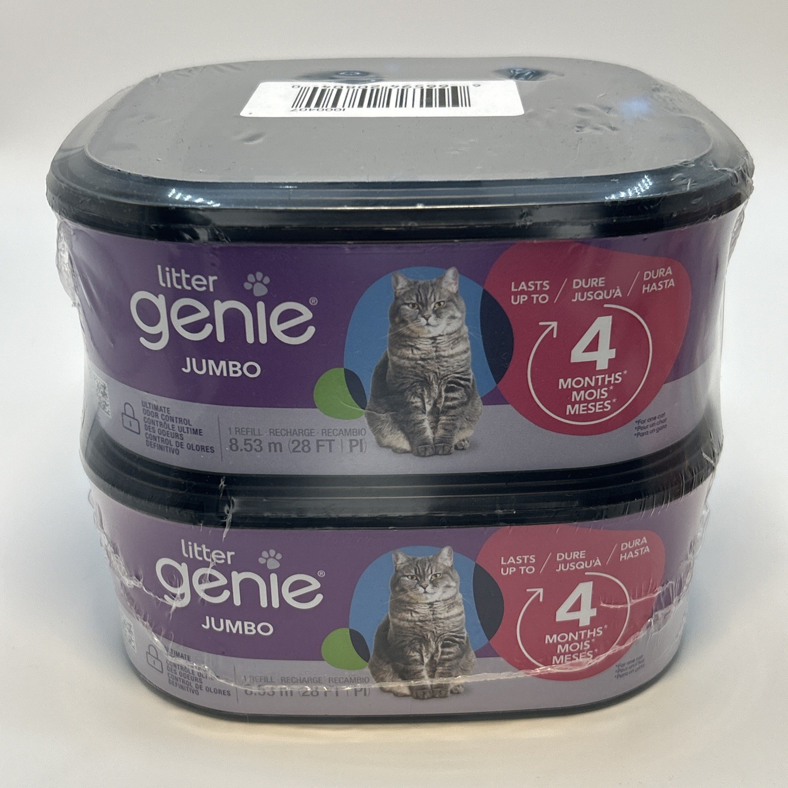 Litter Genie Jumbo Refill 2 Pack 56 Feet Odor Control Cat Litter Bags