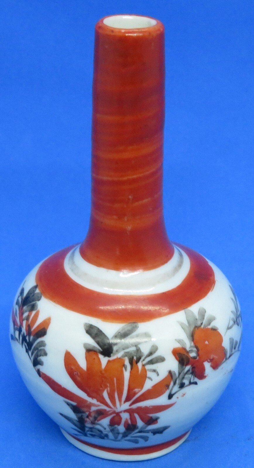 Japanese Kutani vintage Victorian Meiji Period oriental antique bottle vase H