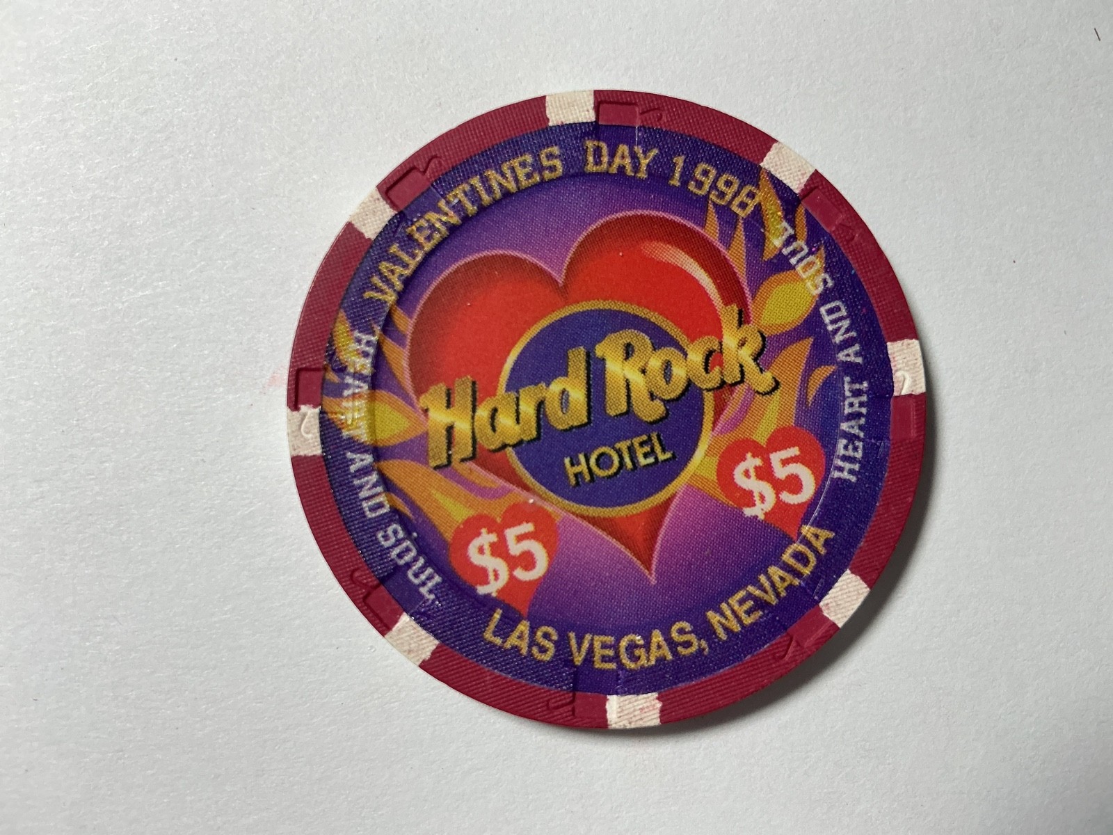 $5 Hard Rock, Las Vegas, NV - Valentines Day 1998