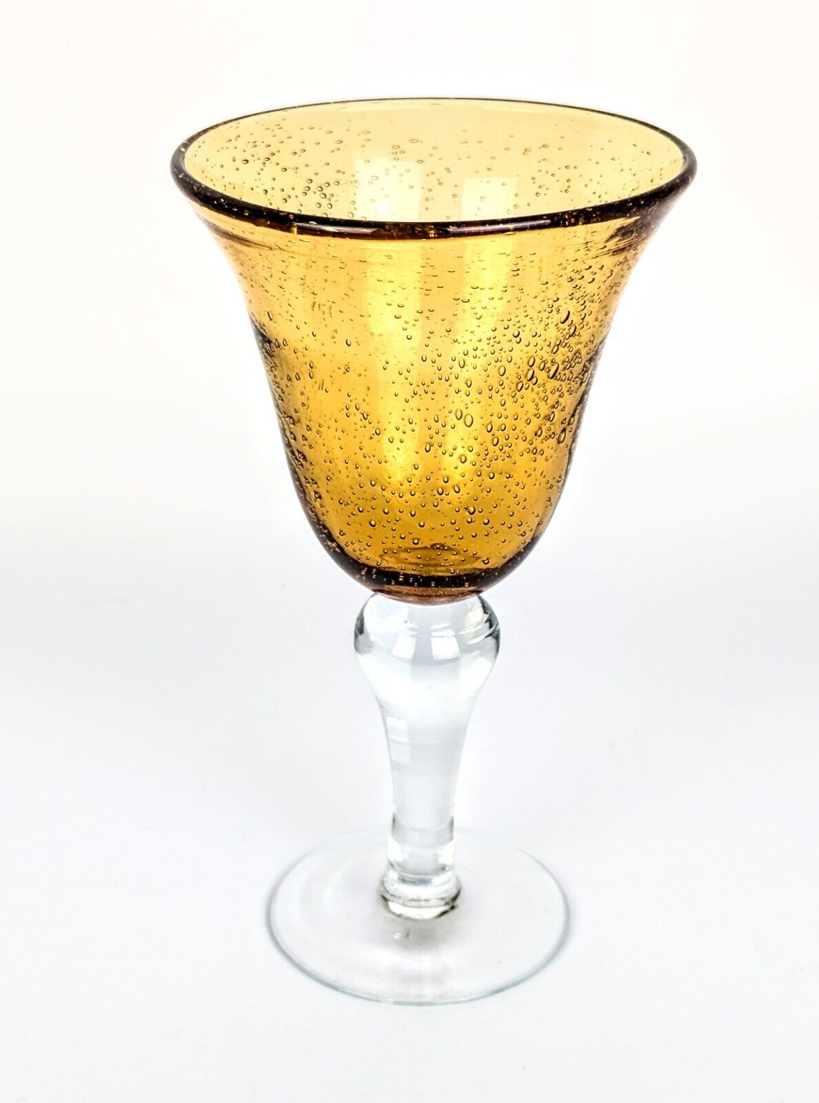 Artland Iris Amber /Yellow Wine Goblet/Glass Hand Blown 14 oz Replacement