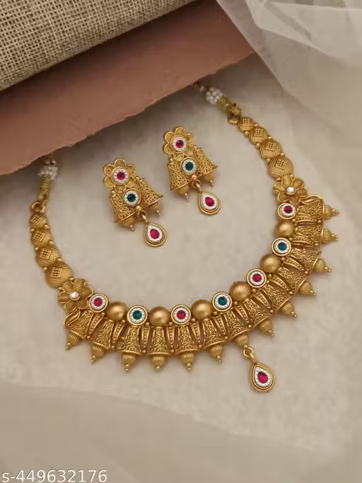 Indian Bollywood Gold Plated Kundan Choker Bridal Necklace Earrings Jewelry Set