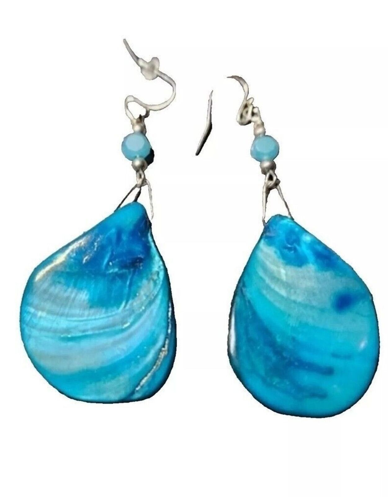 Blue Tone Dangling Earrings Teardrop Design Pierced Women’s Jewelry