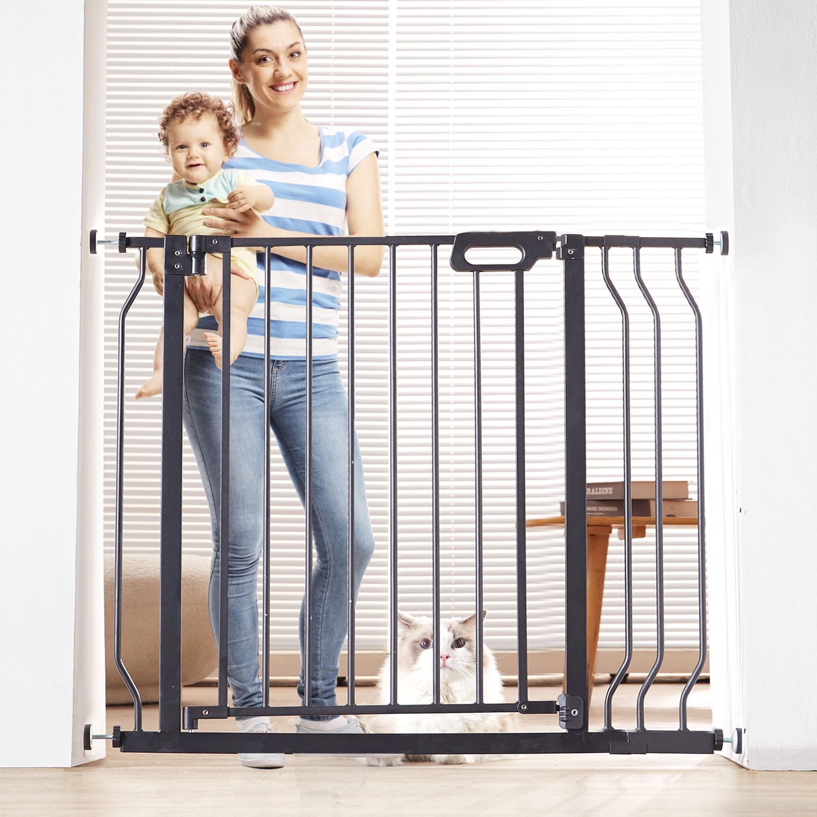  30" Extra Tall Baby Gate for Stairs Doorways, Fits Openings 29.5" to 39" Wide
