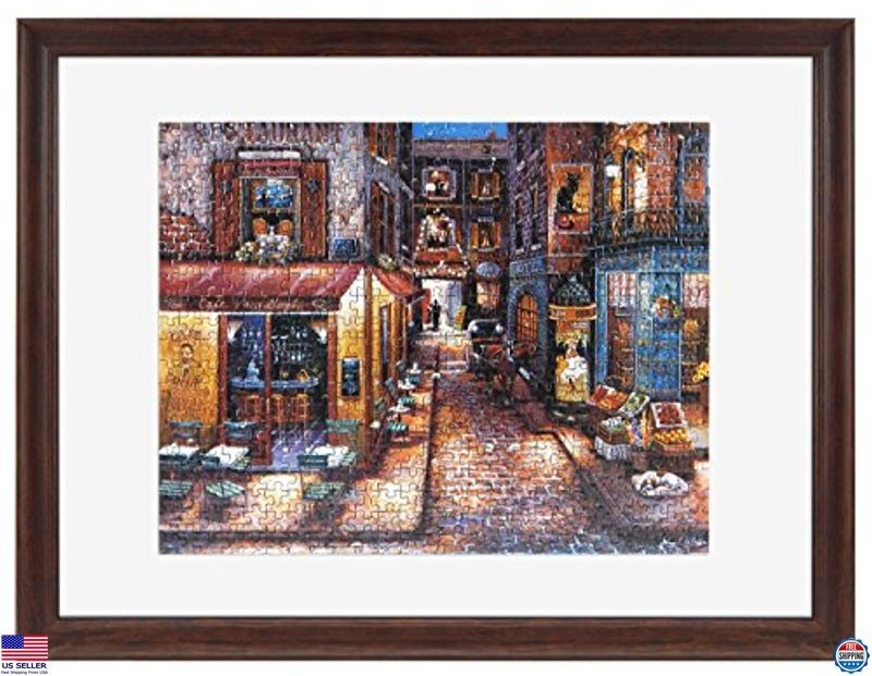 MCS 18x24 Puzzle Frame - Walnut Wood Display for Finished Puzzles, Wall Mount