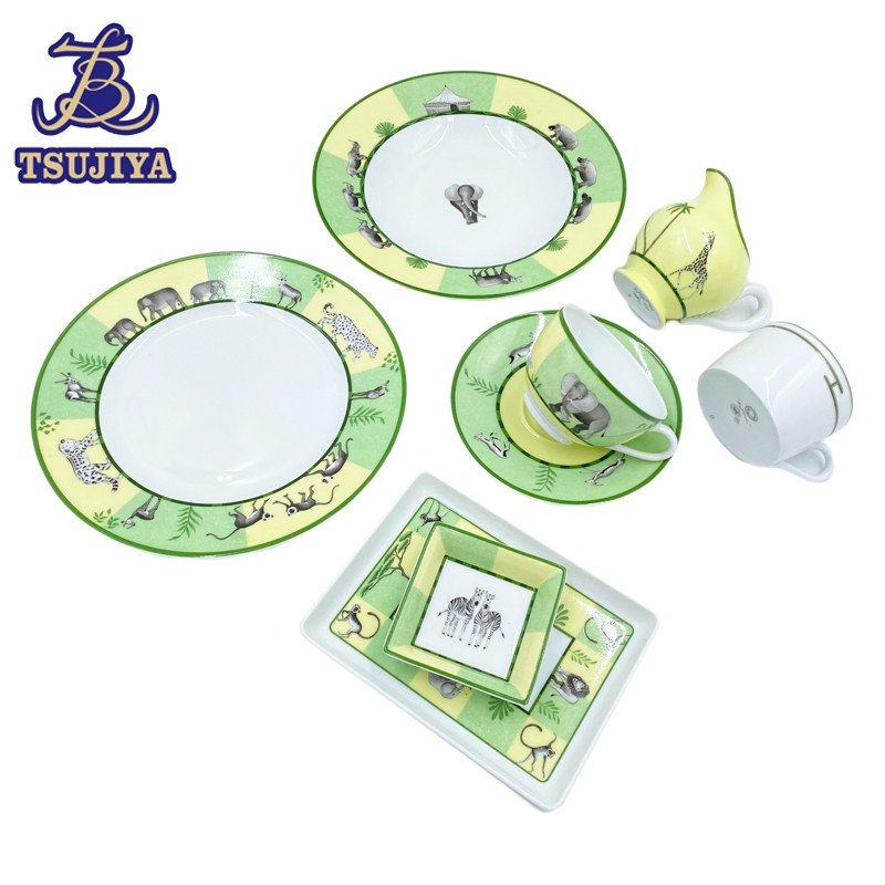 HERMES Africa Cup & Saucer Square Plate Creamer Plate Rhythm Cup 8 Piece Set