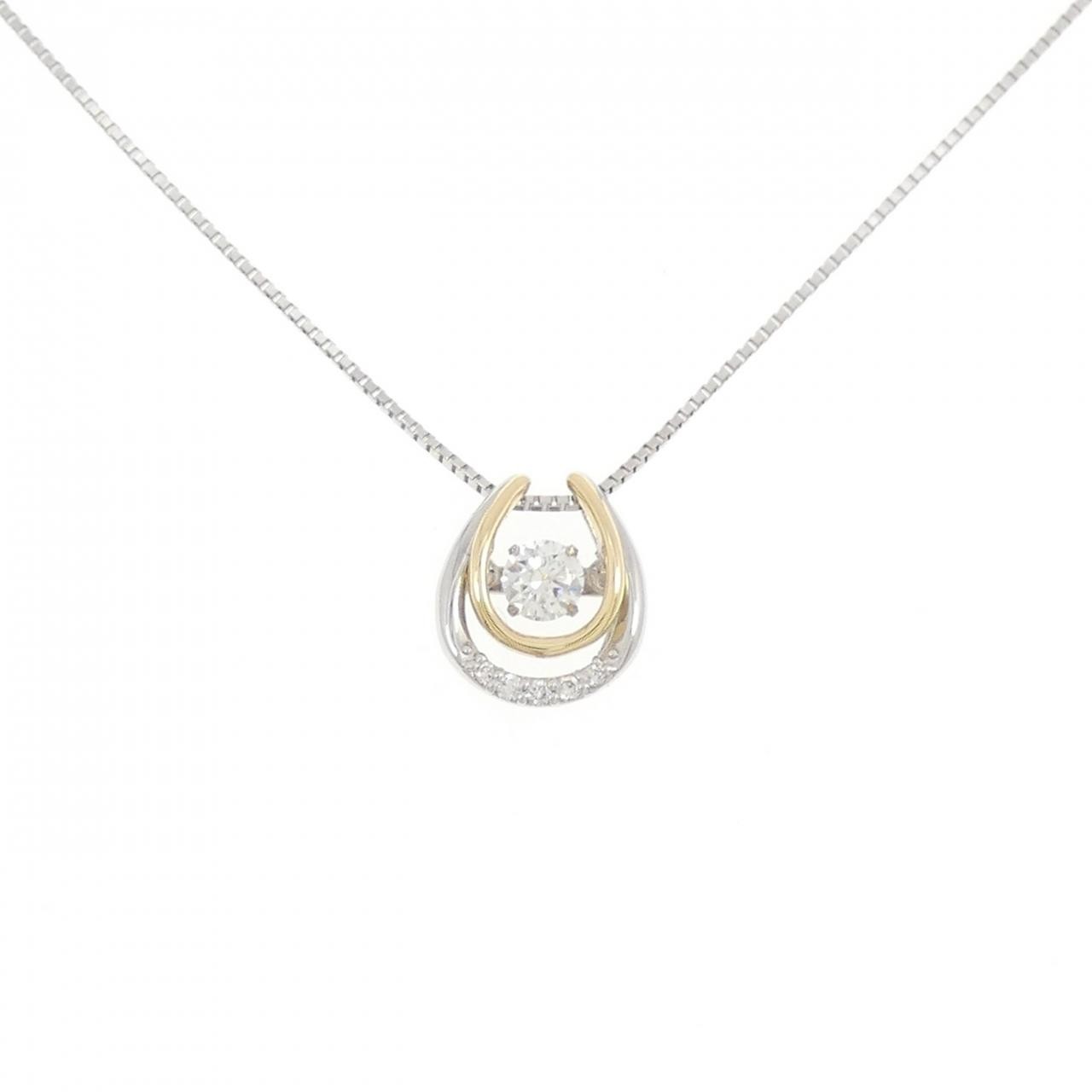 Authentic PT900/K18YG/PT850 Diamond Necklace 0.181CT #270-004-154-5239