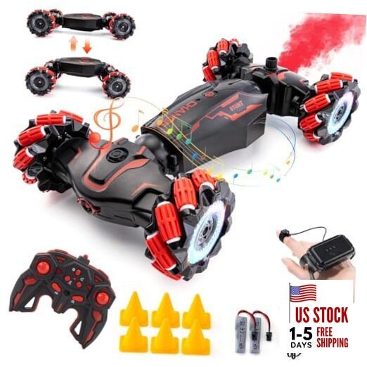 Gesture Sensing RC Stunt Car, 2.4 GHz 4WD Remote Control Car 360° Rotate L-red