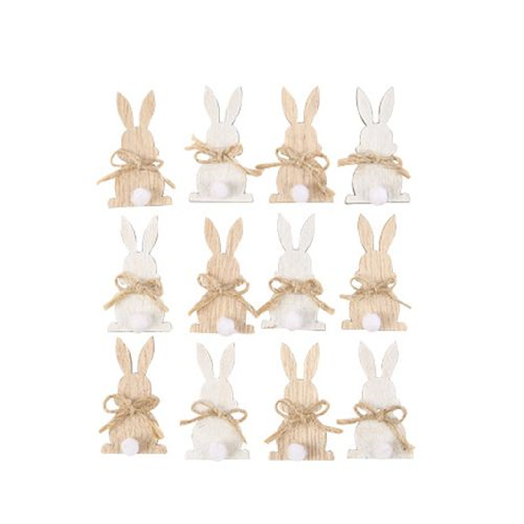 Coniglietti Legno Con Pompon 12pz