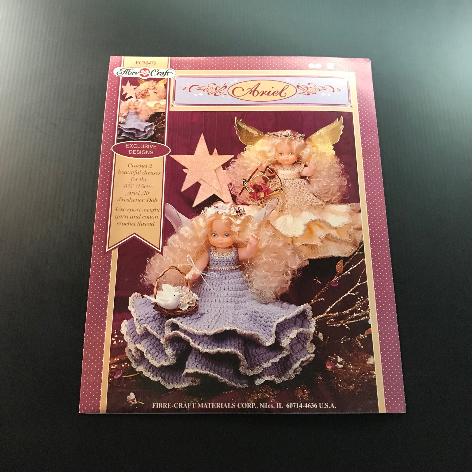 Ariel Fibre-Craft Crochet Patterns Fairy Angel Doll Dresses 1996 FCM475