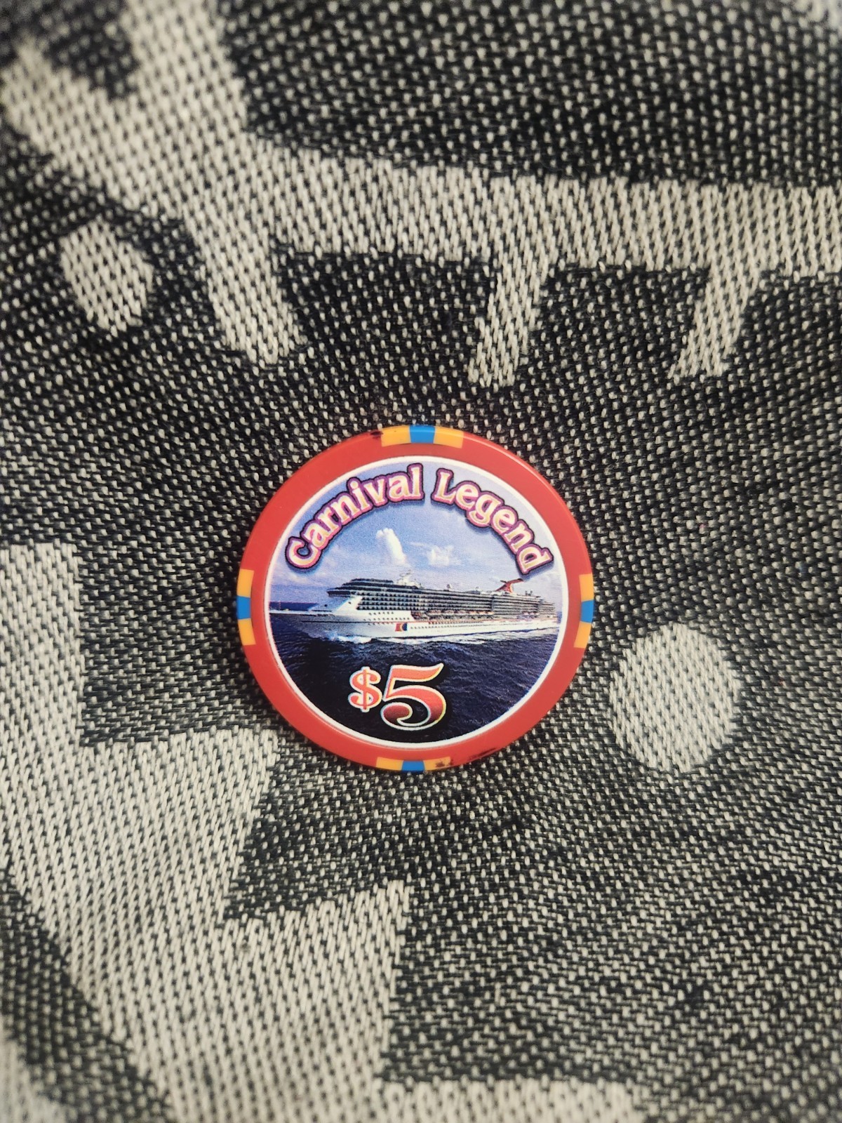 $5 Carnival Cruise Line Carnival Legend Wet Chip Gaming Poker - Club Merlin