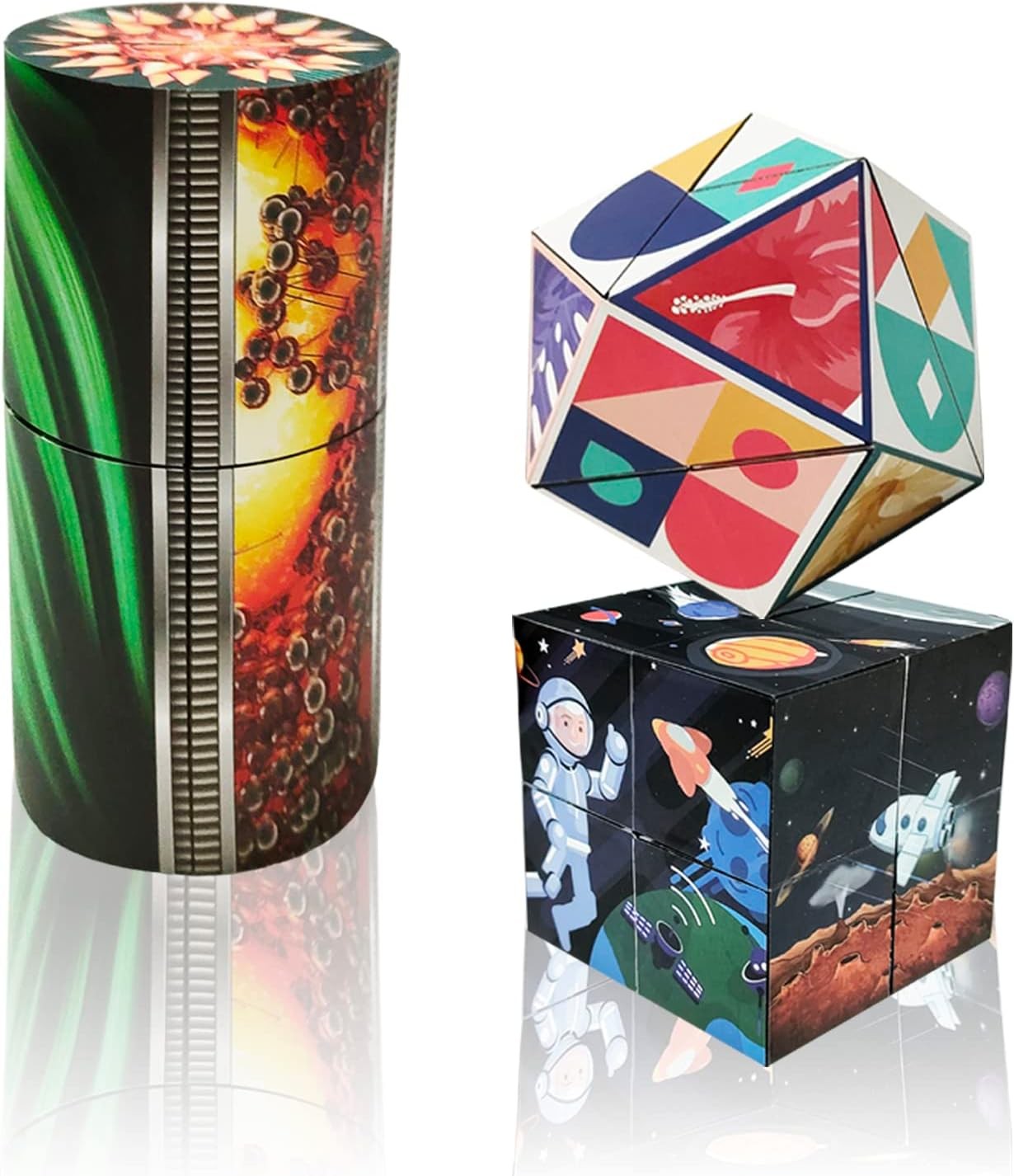 3D Flips Magic Cube Set, 3 Pack Infinity Cube Fidget Toys, Transforms Puzzle Cub