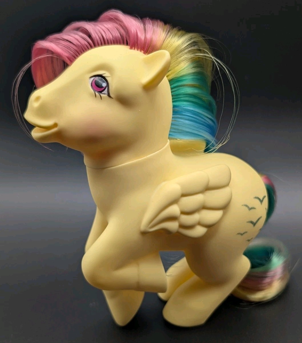 Vintage 1983 My Little Pony G1 Skydancer Yellow Rainbow Birds Pegasus Wings