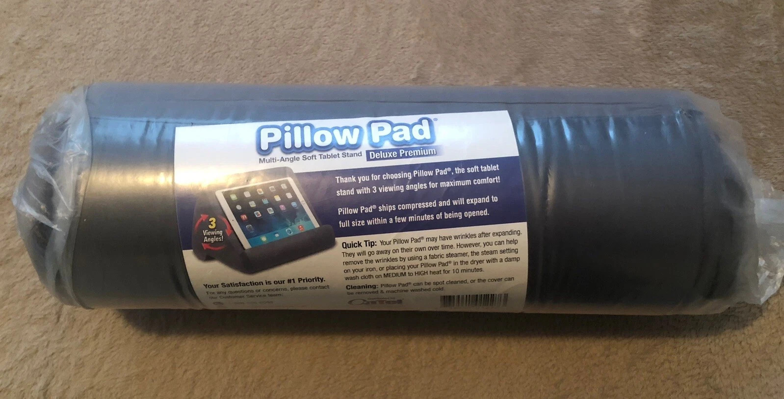 Pillow Pad Blue Deluxe Premium Ultra Multi-Angle Soft Tablet Stand, NEW