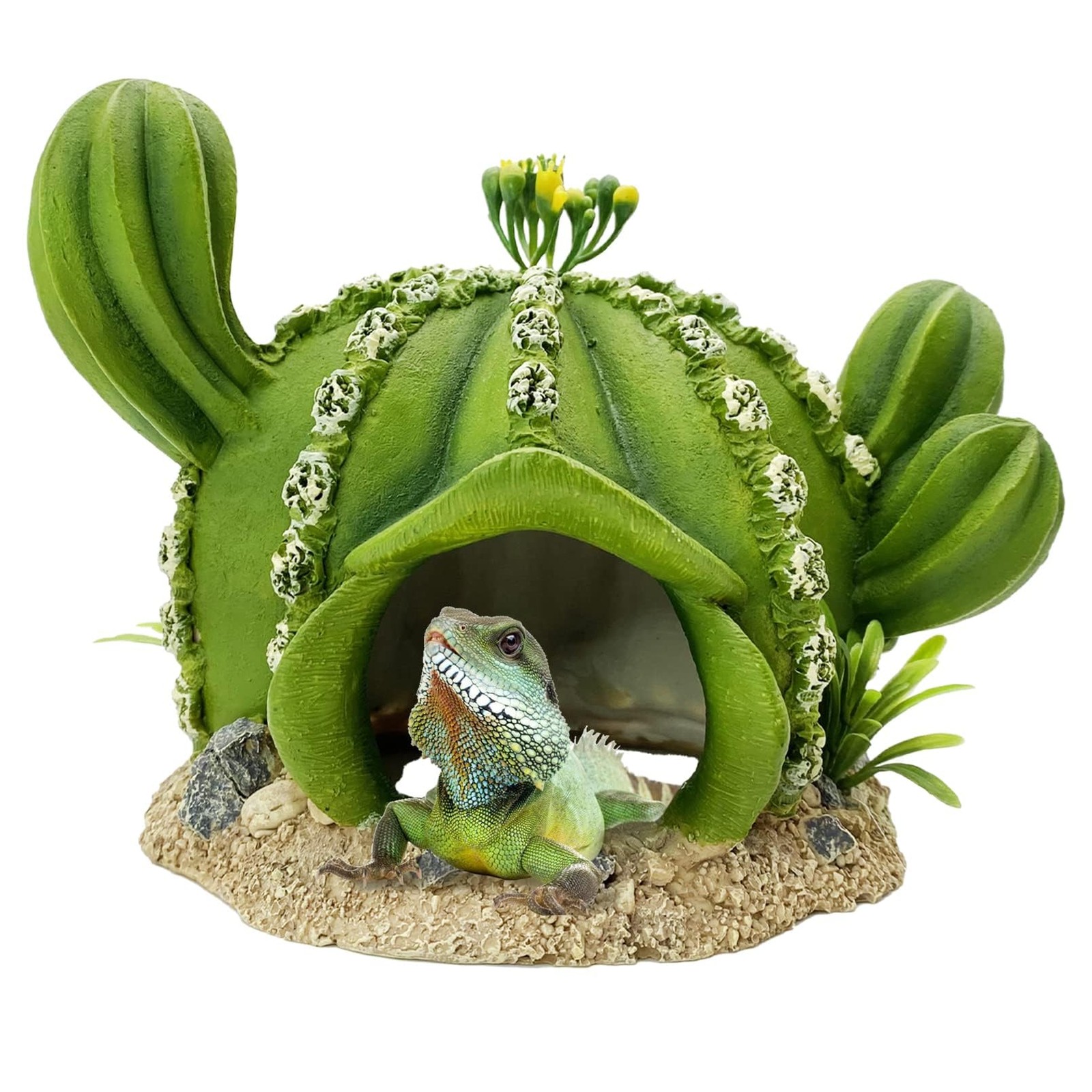 Reptile Tank Decor Lizard Hide and Cave Plants Terrarium Decorations Resin Ca...