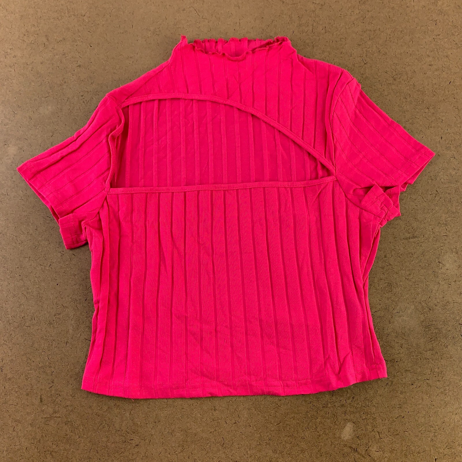 SHEIN Women's Size 12 Hot Pink Short Sleeve Open Front Cropped Tee NWT