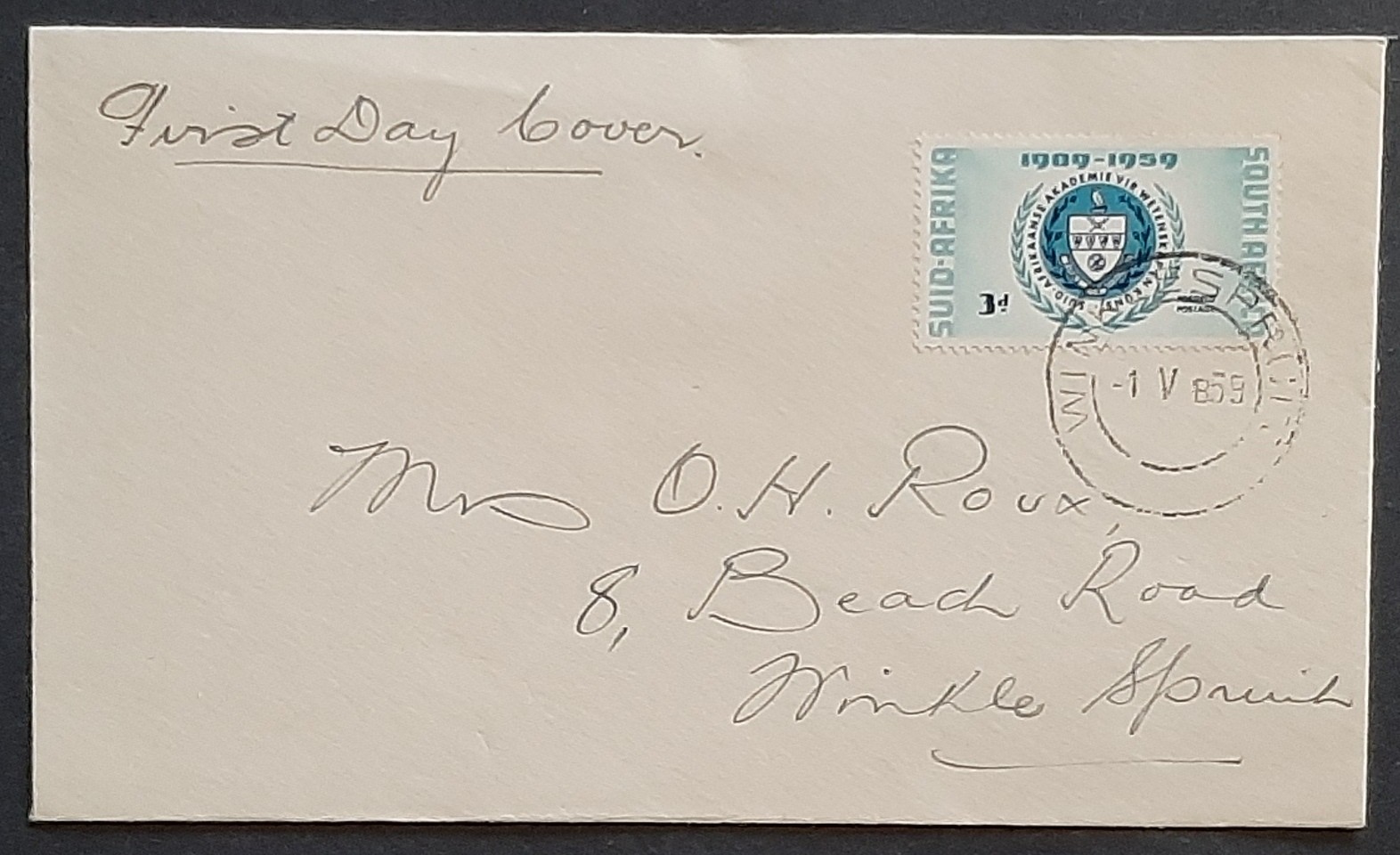 z(ZAF-273) S. AFRICA 1959 FDC 50th of South African Academy for Science and Arts