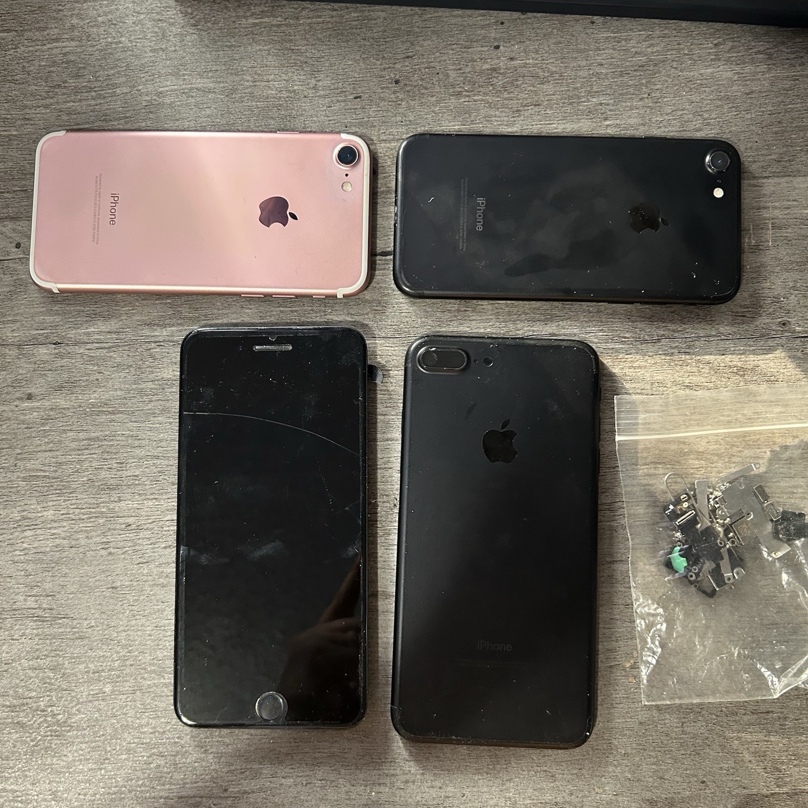 Apple iPhone Mixed Lot 2 Black & 1 Rose Gold Devices and Parts for Repair