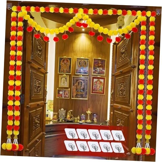 Artificial Marigold Garland for Decoration - 6PCS 5FT Marigold Flowers 