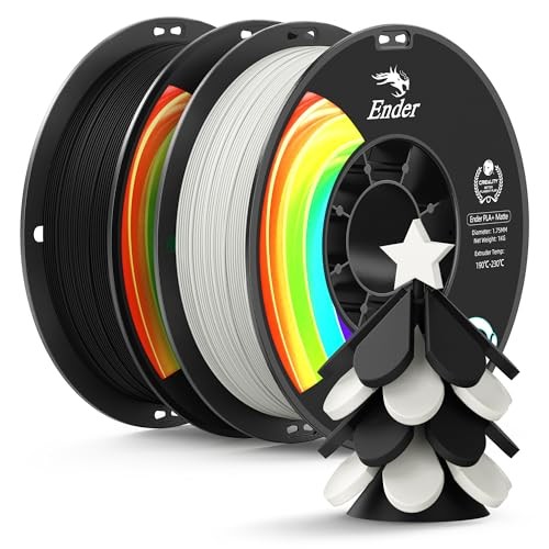 Creality Matte PLA Plus Filament 1.75mm, Low Warping, Matte Pla-2kg Black+white