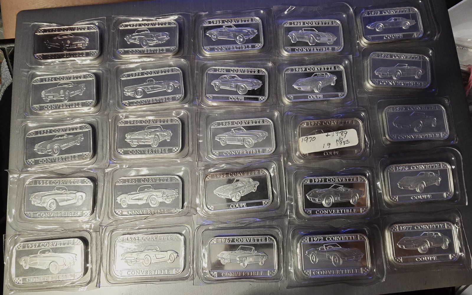 52 Corvette 1 0z Silver Ingots 1953-1982 & 1984 - 2005 (52 troy oz)