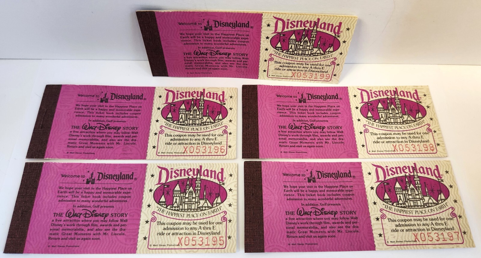 Vintage Disneyland 5 Adventures Courtesy Guest Ticket Book Complete 5 Lot