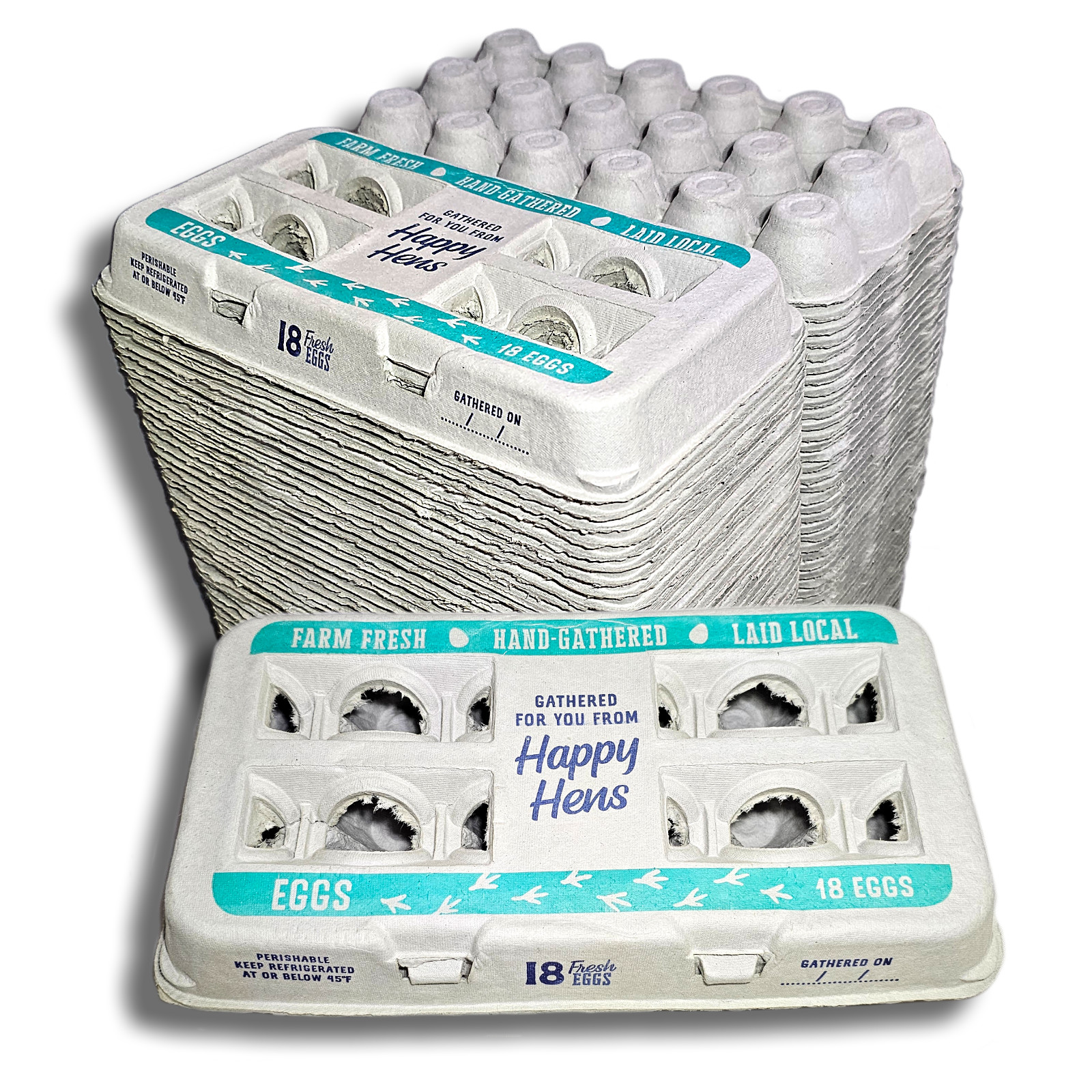 Henlay 18-Pack Farm Fresh Egg Cartons - Recycled Paper Cardboard Printed Design