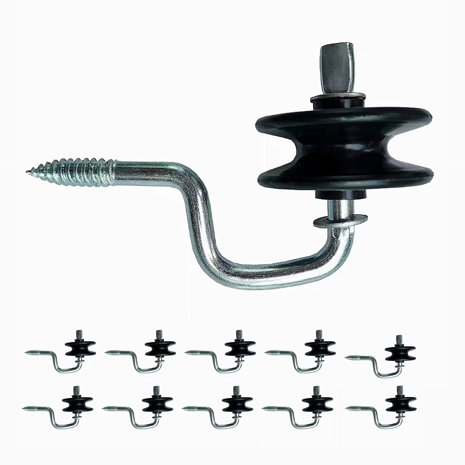 10 Pack Electric Fence Wood Post Anchors, Wood Post Screw-in Insulators (Roll...