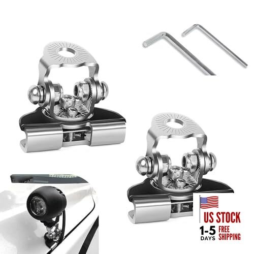 LED Light Bar Mounting Brackets, Wide-Angle Adjustable Pillar Hood 2 PCS Silver