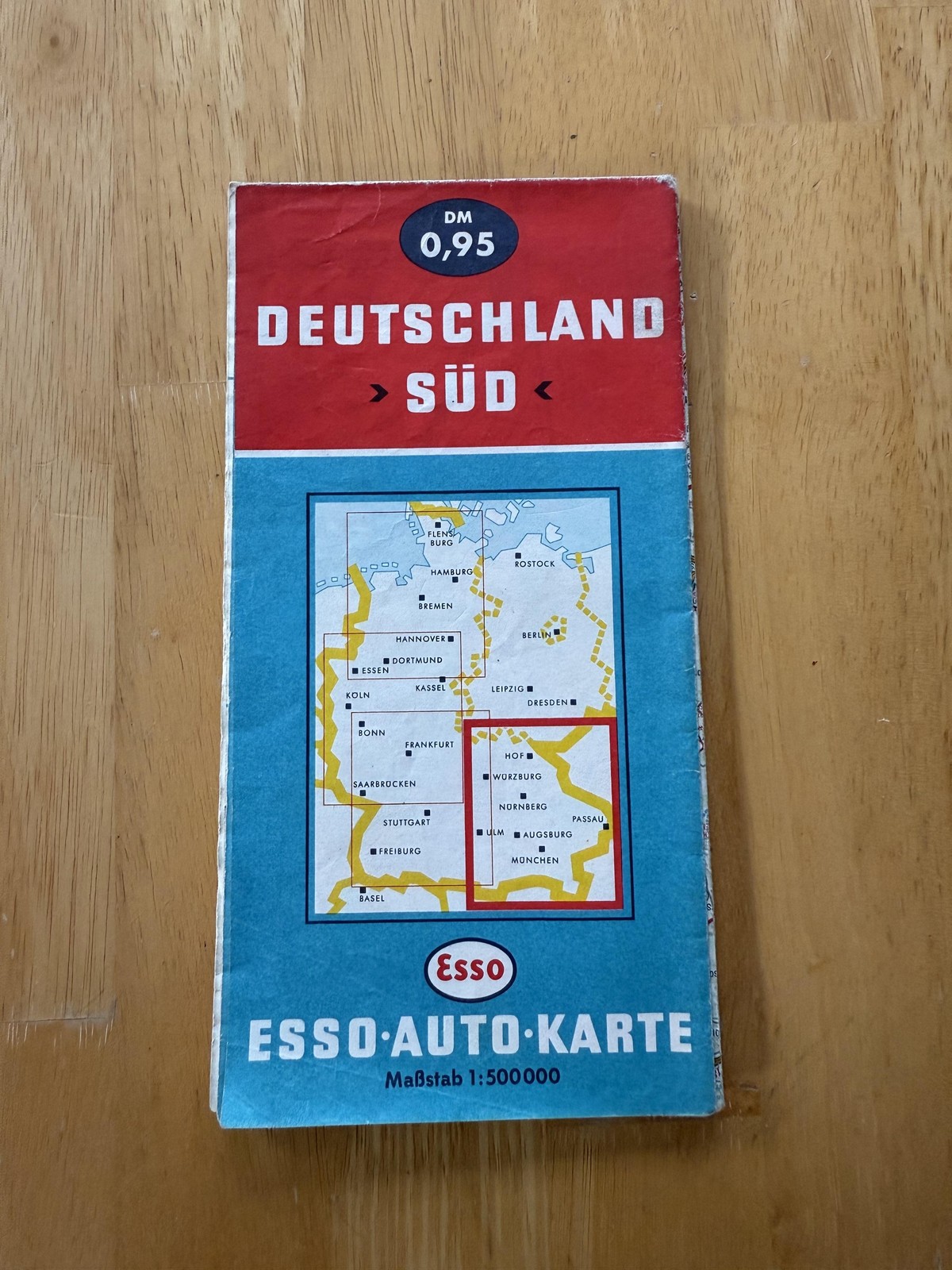 Vintage Esso Deutschland Süd Germany Road Auto-Karte Folding Travel Map Brochure