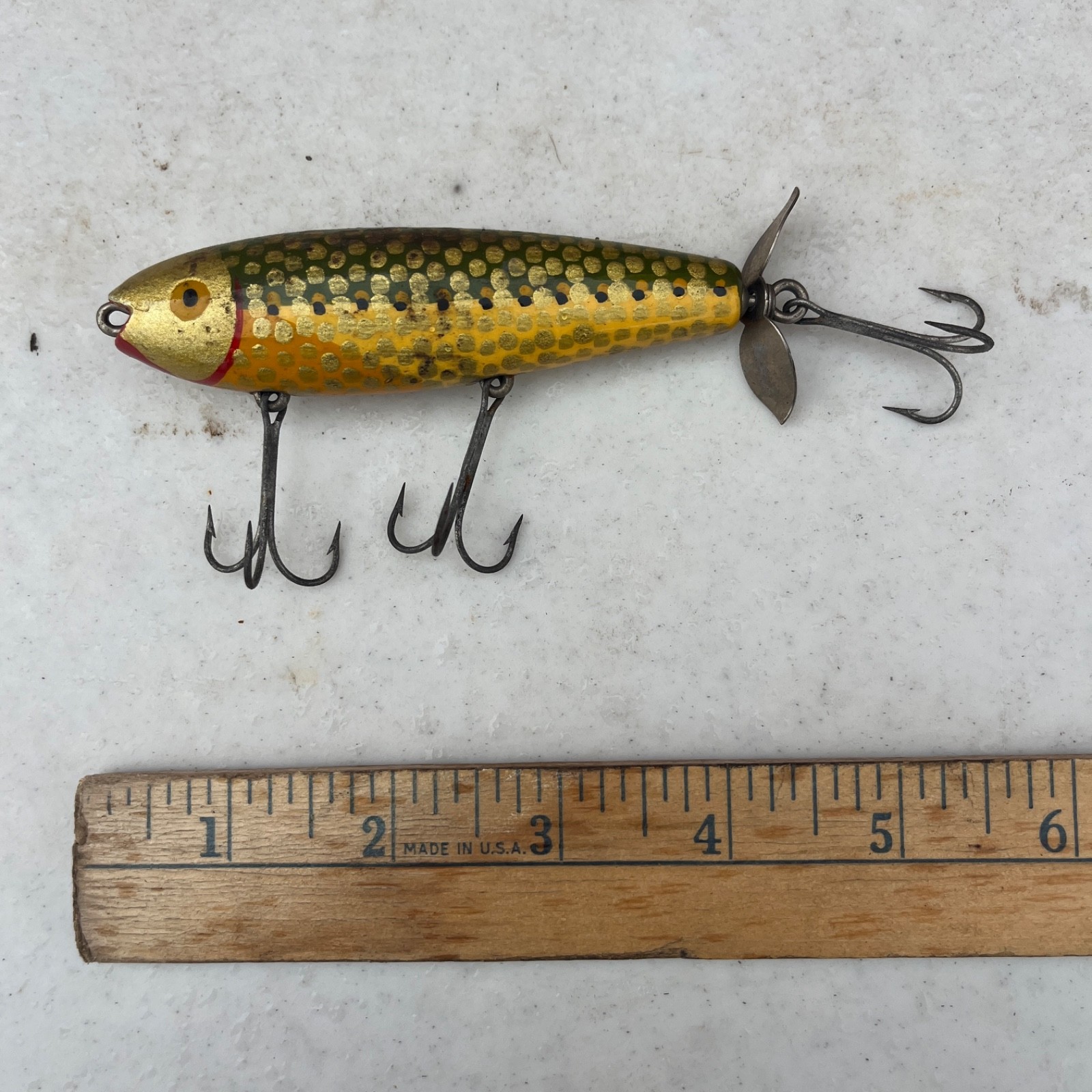 Vintage Jim Pfeffer Wood Cripple Minnow 1930-40s Top Cast Florida Lure