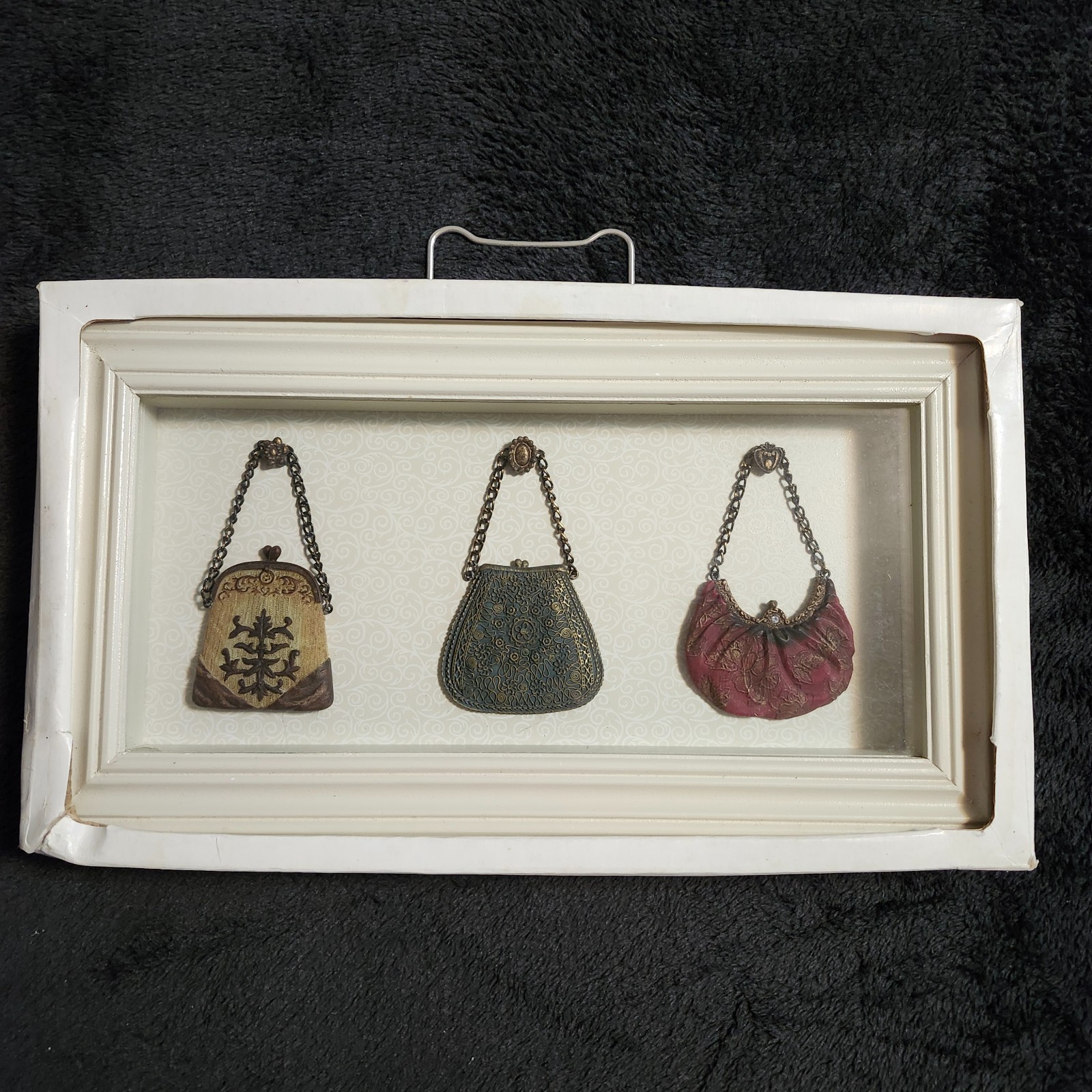 Faux Antique Resin Fringe Purse Ornament / 3D Shadowbox (New)