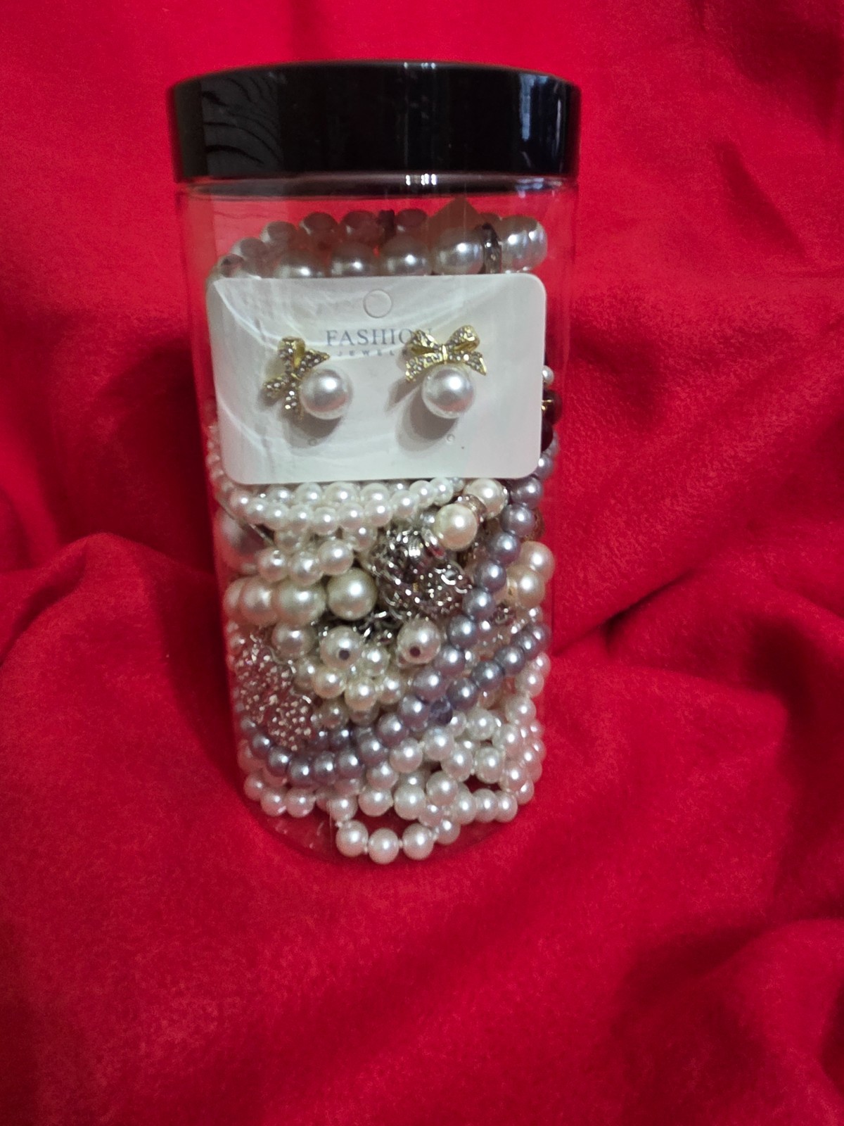 Mystery Jewelry Jar - Pearl Themed Jewelry  32oz Lot A2