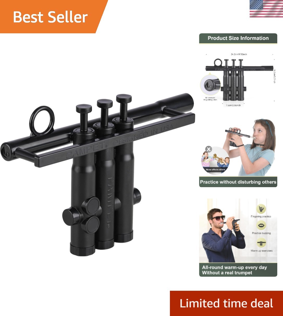 TruTra Standard Trumpet Training Device Bb Trumpet Instrument for Student Beg...