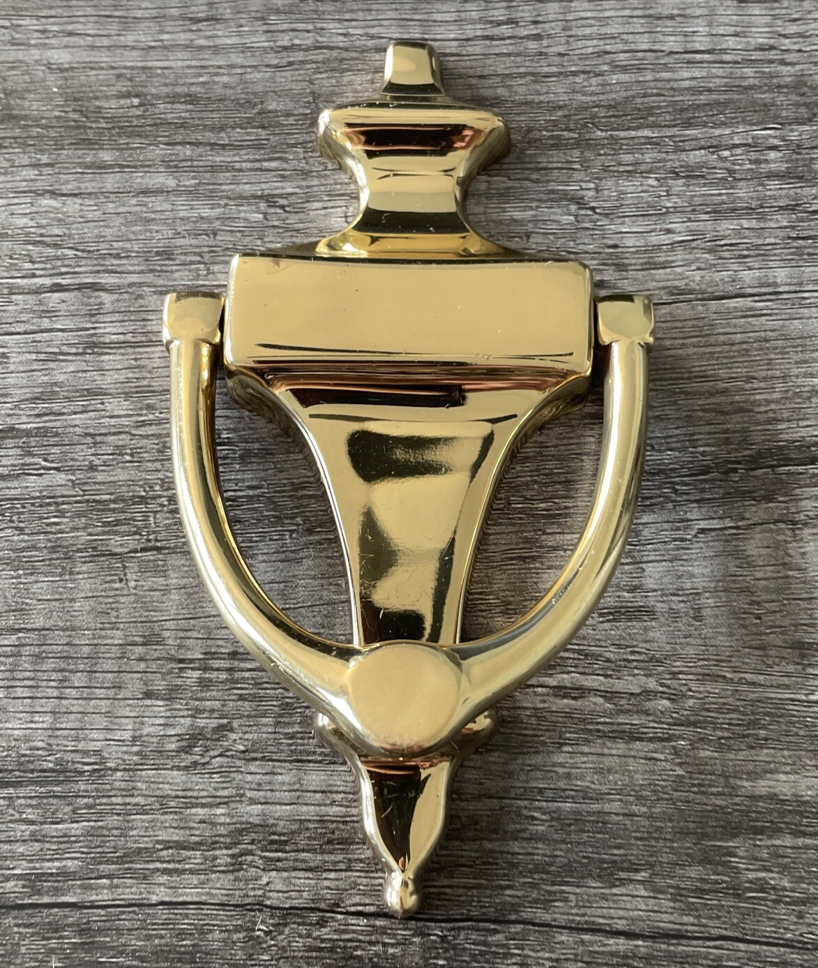 Vintage EB Preowned Salvaged 6 1/2" Heavy Gold Metal Door Knocker