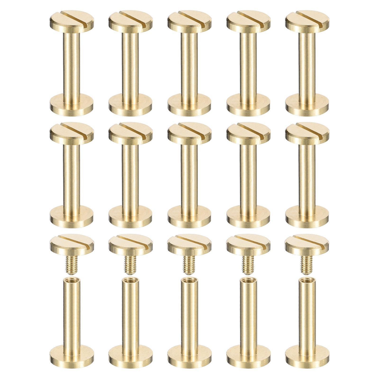 25Pack Brass Chicago Screws, 18x10mm Post Nail Stud Rivets, Gold