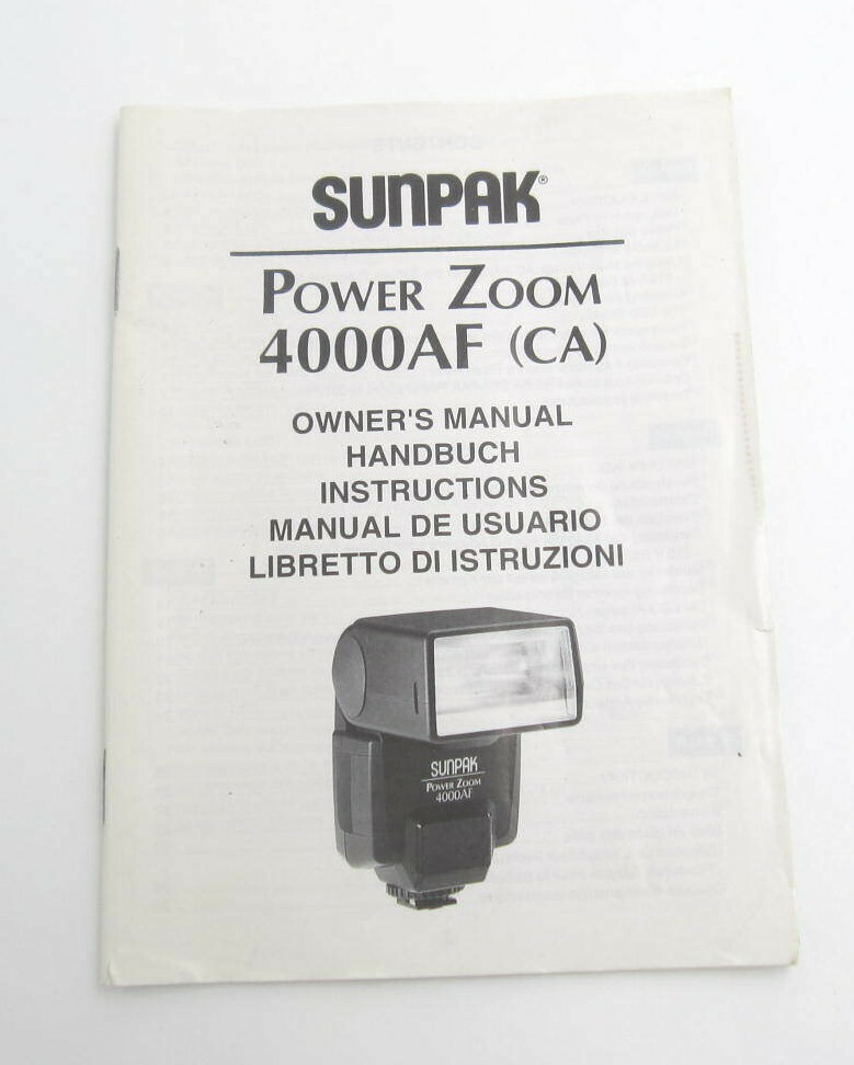 Vintage Sunpak Power Zoom 4000AF Owner Manual  