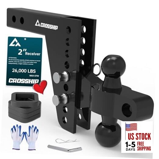 Adjustable Trailer Hitch Ball High-alloy Steel 2" Receiver & 6" Drop Hitch