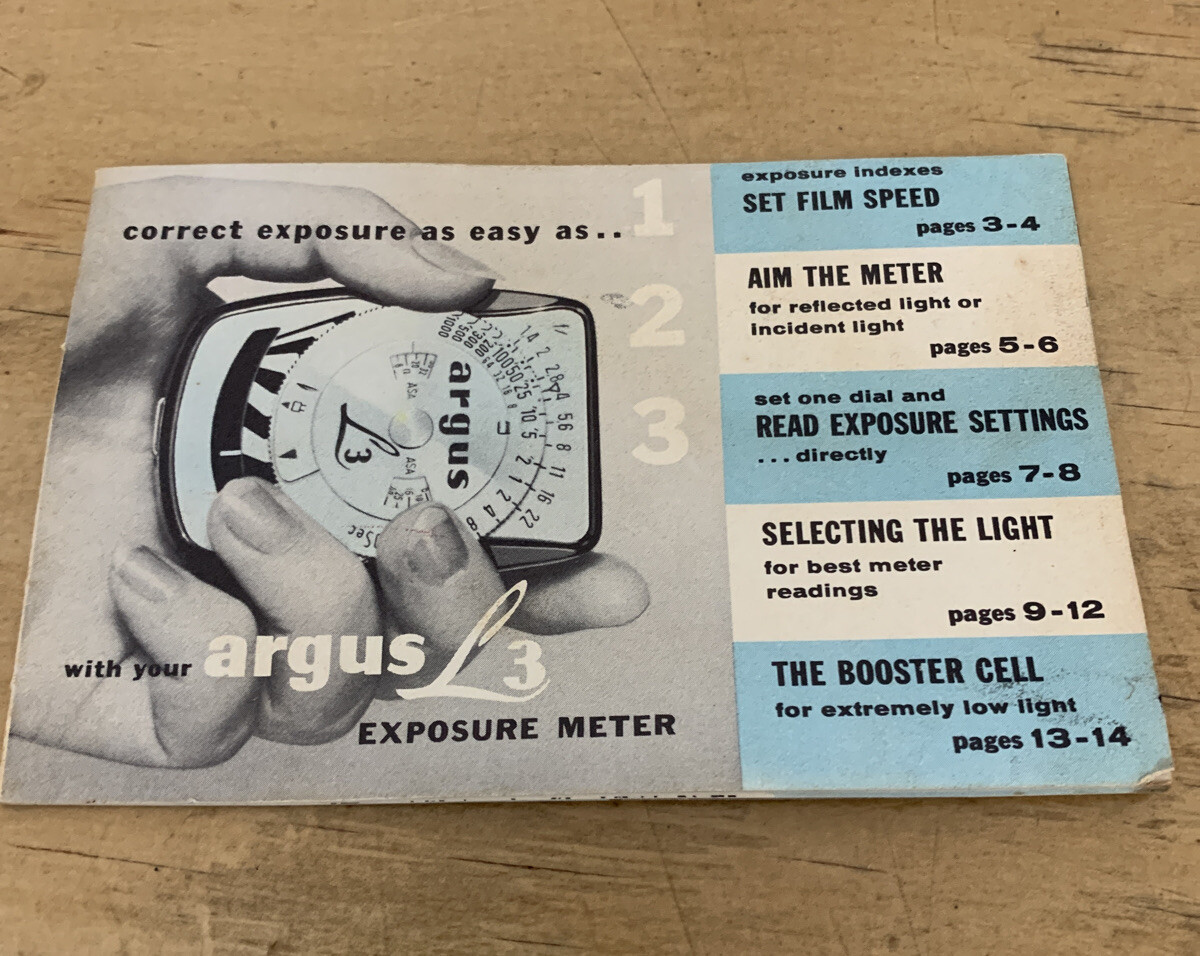 Argus L3 Photography Light Exposure Meter Manual User Guide Instructions