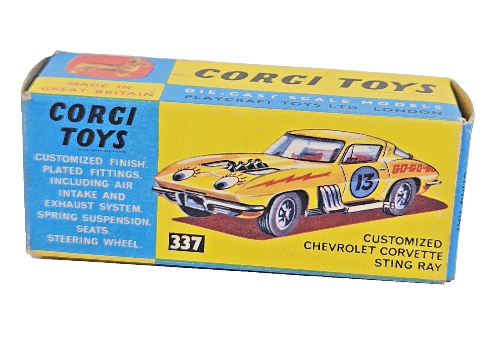 Corgi Toys 337 Customised Chevrolet Corvette Sting Ray Diecast Yellow Boxed