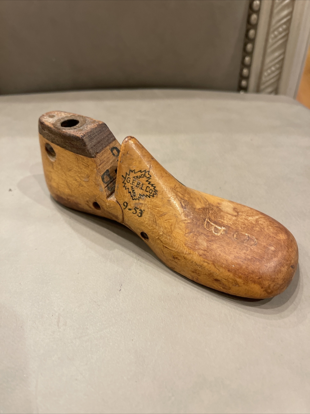 Antique Wooden Child's Shoe Mold 24 6B Left Shoe Maker Cobbler Mold GEBL Co