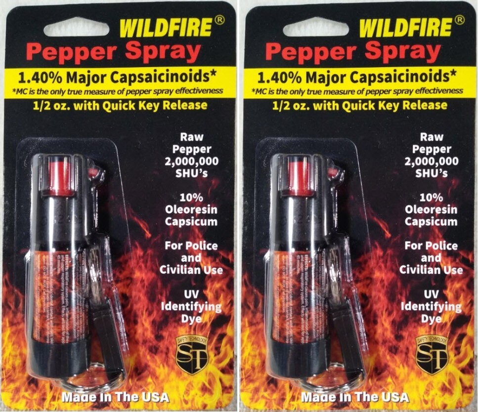 2 Pack Pepper Spray Wildfire .50 oz Quick Key Release Keychain 2 million SHU#@