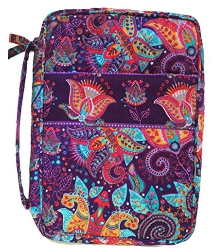 Quilted Bible Cover Large Sizes 10 X 7 X 2.75 Inches Good Book Case Purple 