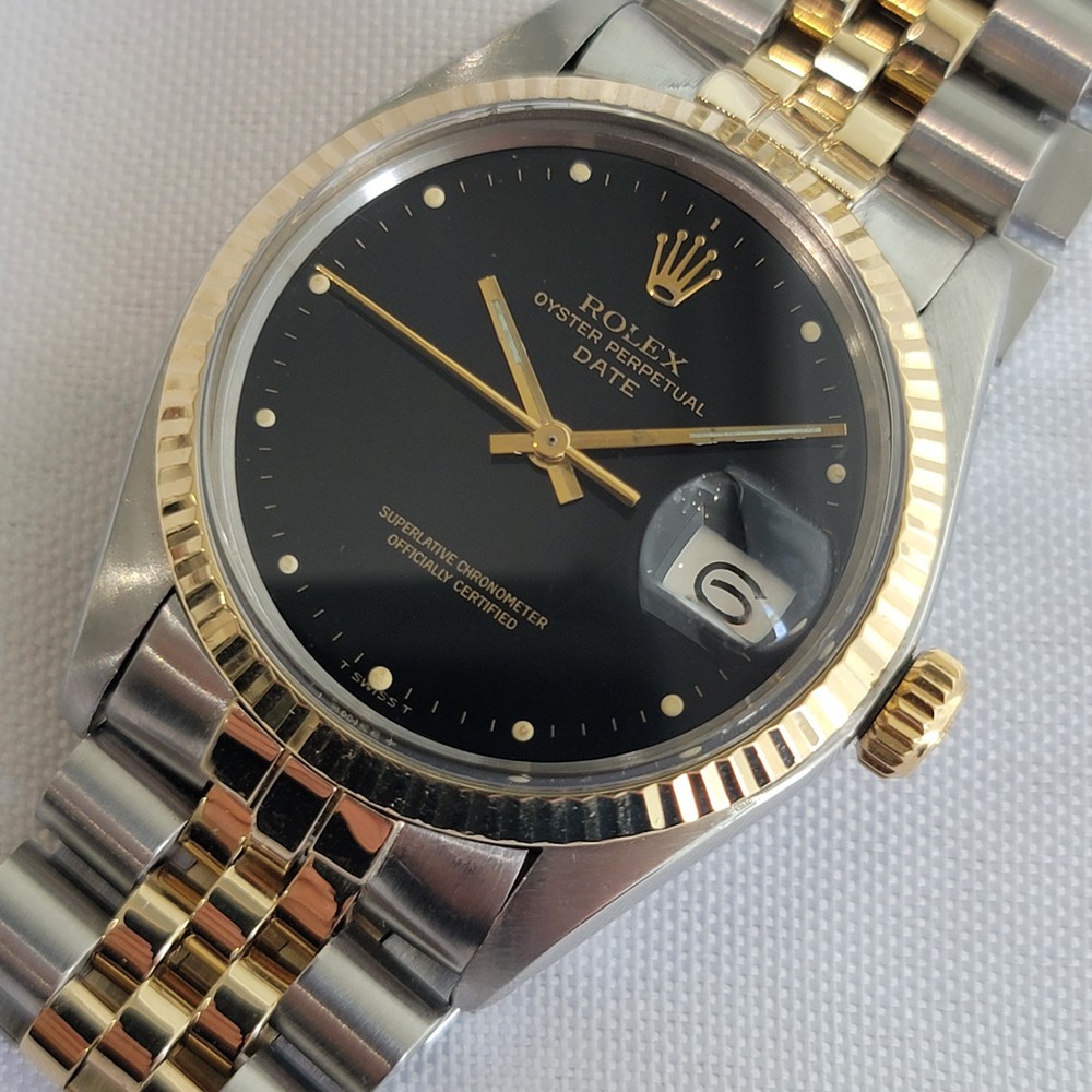 Rolex Oyster Perpetual Date Ref 1500 35mm 14k SS 1970s Mens Automatic RA624